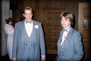The author (left) with Darryl (right) on his wedding day