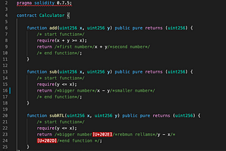 The new Language but the old mistake (RTLO) in Solidity