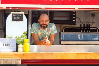 Man at food truck window