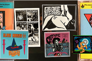 Some Electric Wizard merchandise beside more Black Magick SS merchandise. Lots of Swastikas and some SS totenkopfs.