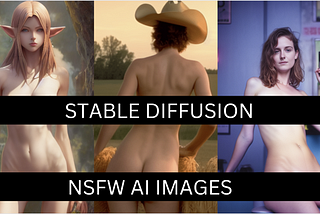 A collage of three images of a partly naked women generated by Artificial Intelligence Stable Diffusion