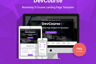 DevCourse — Free Bootstrap Course Landing Page Template For Developers