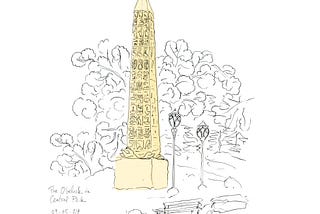 Author’s sketch of Cleopatra’s Needle in Central Park.