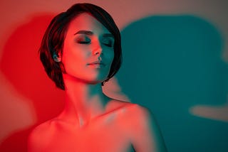 Dreamy woman, tempting, red light therapy