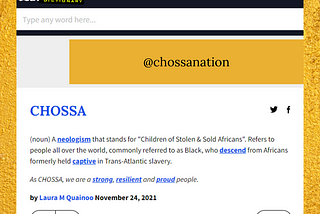 CHOSSA: One Powerful and Beautifully Precise Word Created For Special Black People