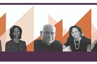 Graphic with images of five black technologists, and the words Alan & Marian & Mark & Janet & Erica