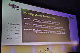 Rich showing money story templates at PMF Zurich