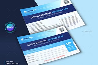 Dental Emergency Referral Card Canva Format