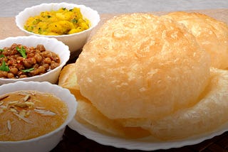 Traditional Pakistani Breakfast Halwa Puri