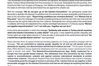 Support Messages Received From All Around the World for the United 4 Istanbul Convention Campaign…