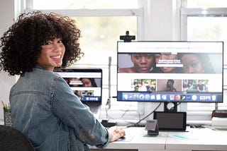 African American Woman in home office