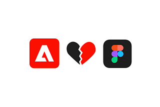 Adobe logo a broken heart and Figma logo