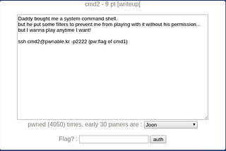 ‘cmd2’ — CTF by ‘pwnable.kr’ — My Solution