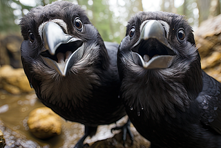 Two happy ravens