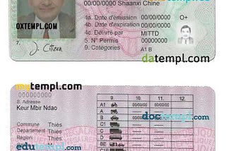 Senegal driving license template in PSD format, fully editable