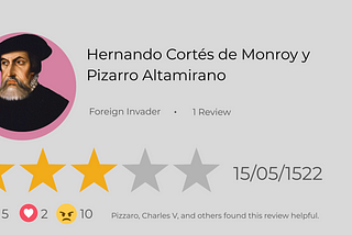 Fake 3 star review from Hernando Cortes