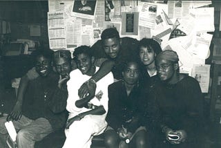 Black Planet Productions collective: Jacqueline Dolly, Mark Aubert, Cyrille Phipps, Thomas Poole, Joan Baker, Donna Golden and
 George Sosa (Left to Right)