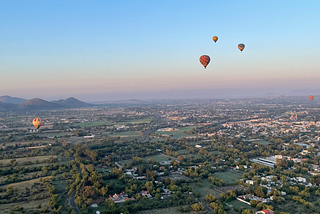 Hot air balloons over Teotihuacán