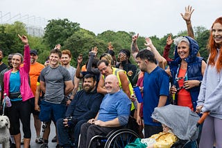 Fun run participants in Leazes Park in Newcastle upon Tyne