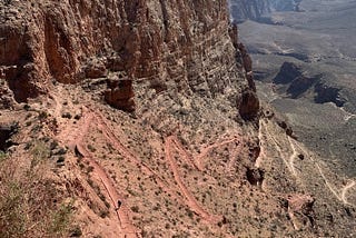 Switchbacks of a hiking path in the Grand Canyon