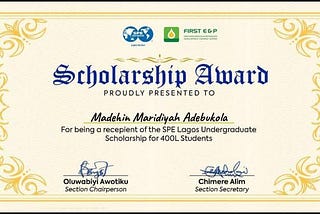 Tech U Student Wins SPE Scholarship Award Worth One-Fifth Of A Million Naira