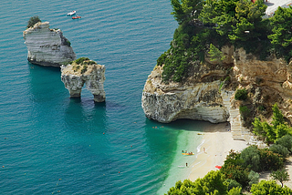 Baia delle Zagare beach is situated in Gargano, region of Apulia, Italy — in a wonderful bay on a…