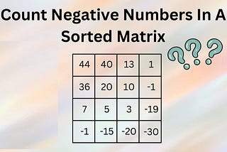 Interview Quesetion : Count Negative Numbers in a Sorted Matrix