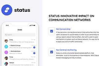 Importance of decentralization in modern day communication network Through Status Network