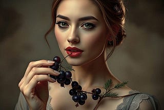 A woman holding Juniper berries