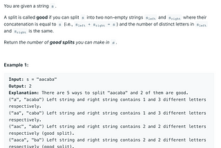 leetcode 1525. Number of Good Ways to Split a String