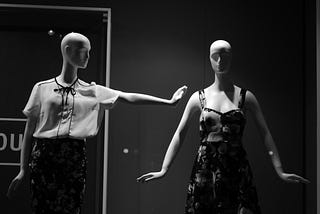 Two mannequins in the selling window, Kyiv