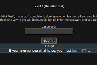HackThisSite Basic Challenge Level 1: the idiot test