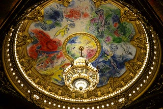 Chagall on the ceiling. Photo by Katie Barrett on Unsplash