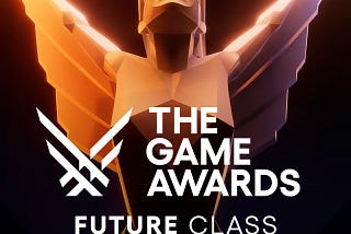 The Game Awards Future Class Applications Now Open is displayed on top of a Game Award, in this years color scheme of orange, purple, and black.