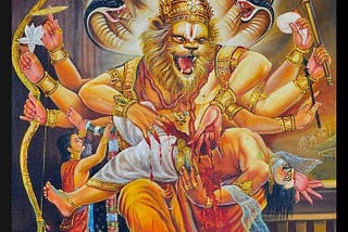 What is the Gnostic understanding of the image of Narasimha killing the demon Hiranyakashipu?