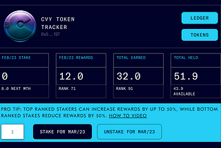 Stake CVY To Increase Rewards