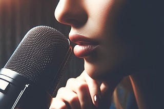 A hot female talking on a mic.