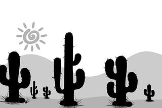 An arid cacti garden.