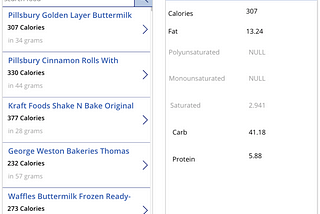 Nutrition app in PowerApps using Excel static data — Cloudatica example