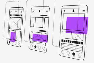 Representation of three app layouts