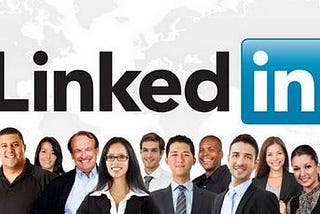 Image of a group of professionals below the LinkedIn logo