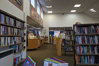 The interior of a local library with shelves full of books