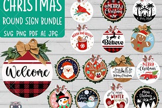 Christmas Round Sign SVG Bundle, Christmas svg bundle, Christmas Door Hanger SVG, Christmas Door Sign svg, Christmas Welcome Sign