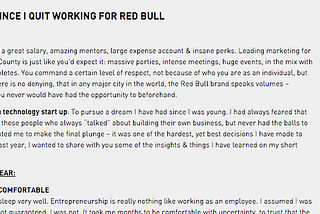 What I have learned since I quit working for Red Bull.