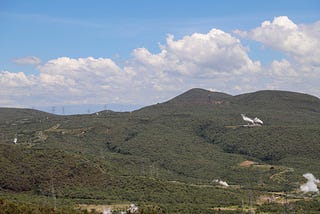 A section of the geothermal energy complex at Olkaria in Naivasha.