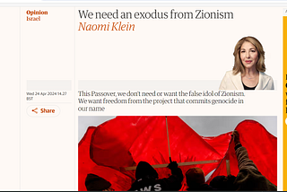 Is Naomi Klein Right In Saying That We Need An Exodus From Zionism?