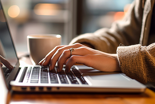 person typing on laptop