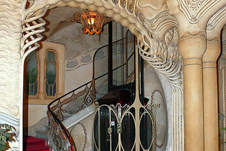 Architectural details inside Casa Sayrach, designed by Manuel Sayrach y Carreras in Barcelona…