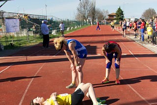 Runners tired after a race.