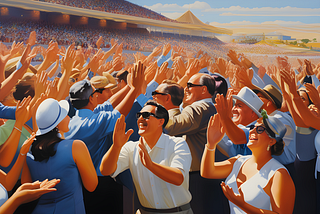 Painting of Enthusiastic clapping people Ai generated by PlaygroundAI.